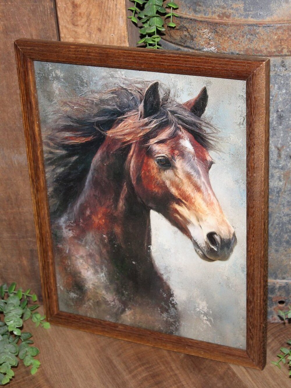 Large Rustic Western French Country Farmhouse Horse Head Bust Wall Decor Picture